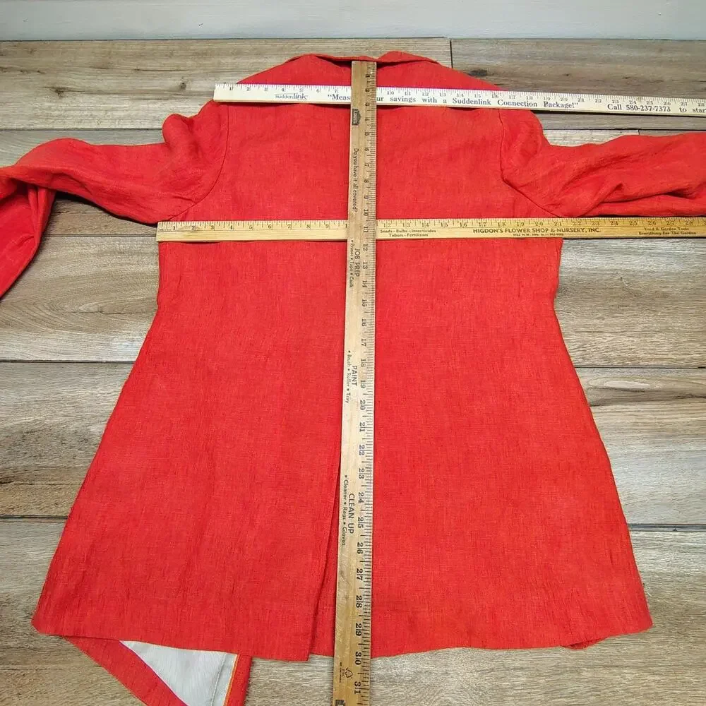 Coldwater Creek 100% Linen Blazer Jacket Orange Coral Classic Women's Size 12